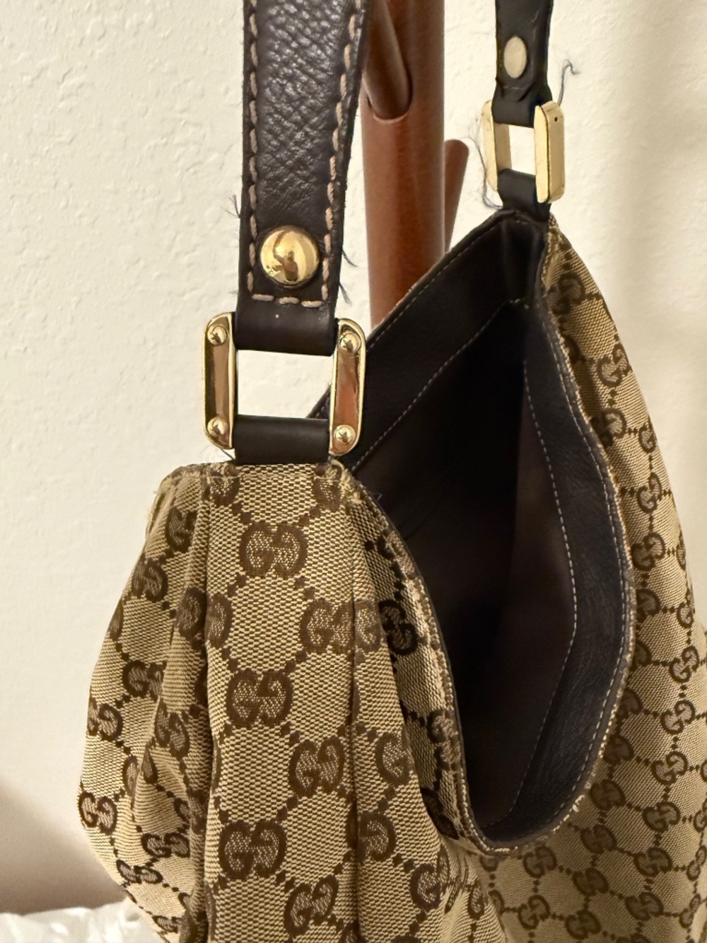 Gucci New Ladies Web GG Canvas Large Hobo Bag 211933 Brown Beige Vintage - Picture 5 of 8